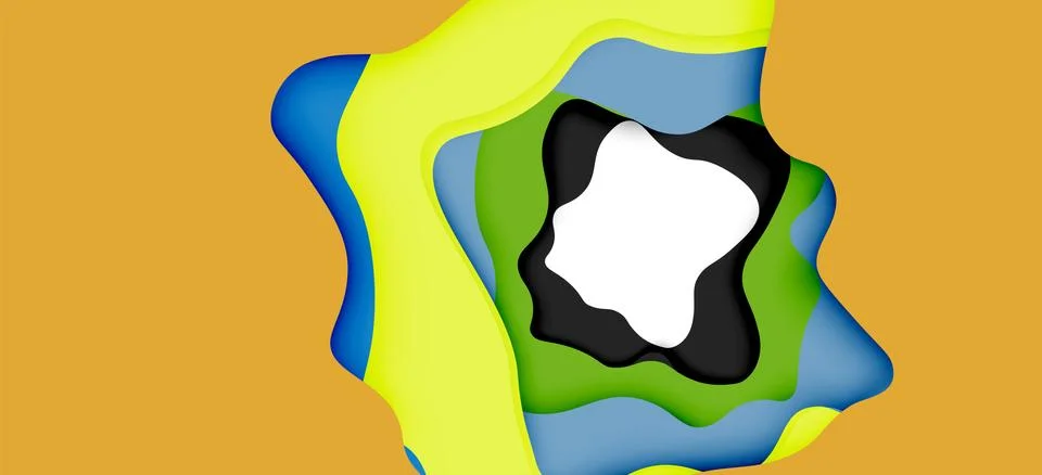 Abstract geometric pattern. 3d paper layers cut out colorful wave background Stockillustratie