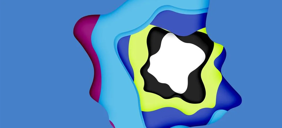 Abstract geometric pattern. 3d paper layers cut out colorful wave background Illustrazione stock