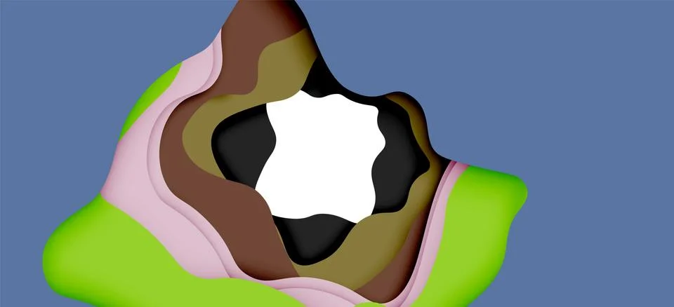 Abstract geometric pattern. 3d paper layers cut out colorful wave background 库存插图