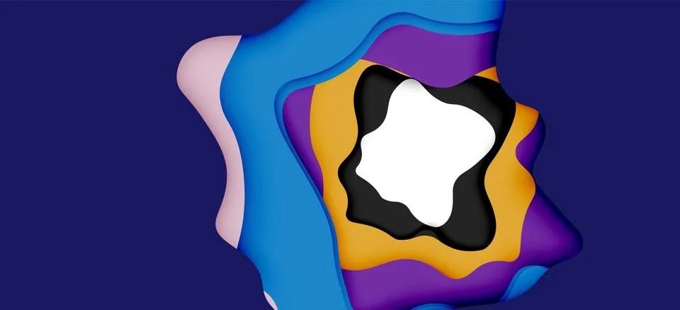 Abstract geometric pattern. 3d paper layers cut out colorful wave background Illustrazione stock