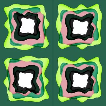 Abstract geometric pattern. 3d paper layers cut out colorful wave background Illustrazione stock