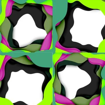 Abstract geometric pattern. 3d paper layers cut out colorful wave background Stock Illustration
