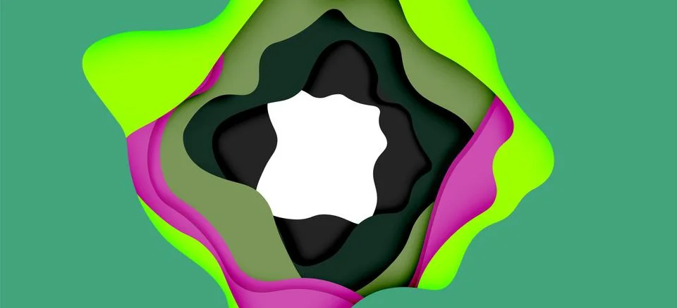 Abstract geometric pattern. 3d paper layers cut out colorful wave background Stock Illustration