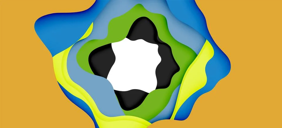 Abstract geometric pattern. 3d paper layers cut out colorful wave background Stockillustratie
