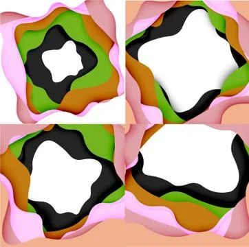 Abstract geometric pattern. 3d paper layers cut out colorful wave background 库存插图