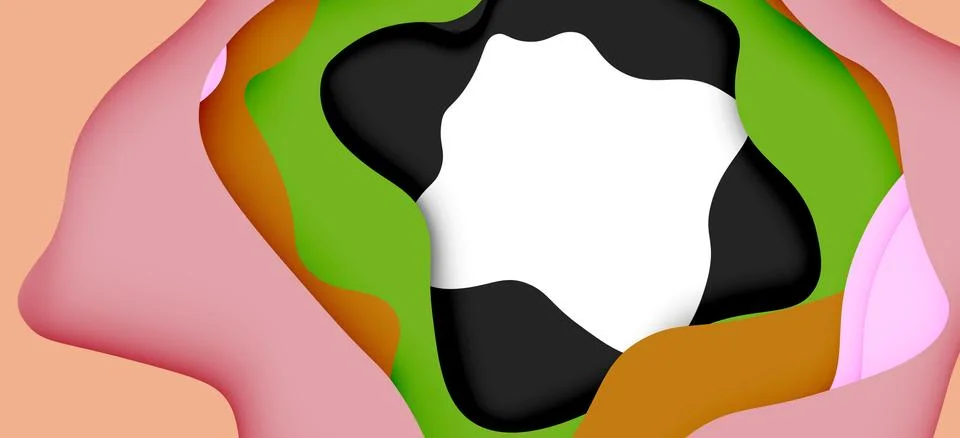 Abstract geometric pattern. 3d paper layers cut out colorful wave background Illustrazione stock