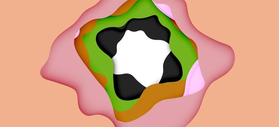 Abstract geometric pattern. 3d paper layers cut out colorful wave background イラスト素材