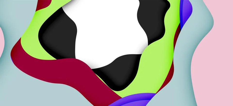 Abstract geometric pattern. 3d paper layers cut out colorful wave background Stock Illustration