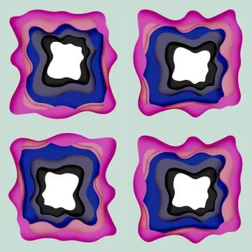 Abstract geometric pattern. 3d paper layers cut out colorful wave background Stock Illustration