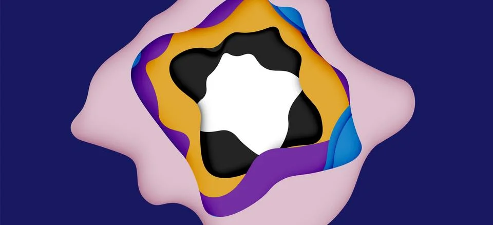Abstract geometric pattern. 3d paper layers cut out colorful wave background Stock Illustration