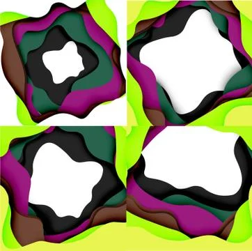 Abstract geometric pattern. 3d paper layers cut out colorful wave background イラスト素材