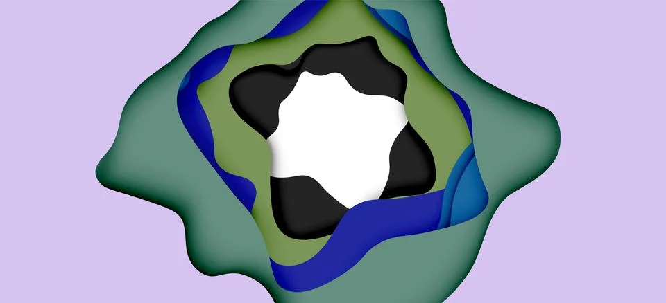 Abstract geometric pattern. 3d paper layers cut out colorful wave background Illustrazione stock