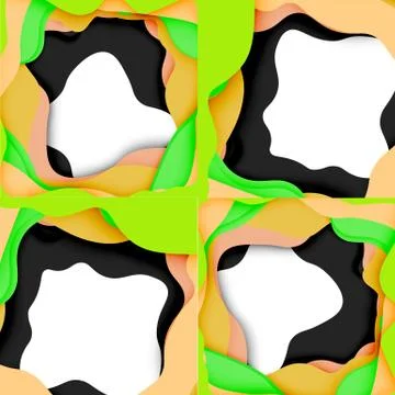 Abstract geometric pattern. 3d paper layers cut out colorful wave background Illustrazione stock