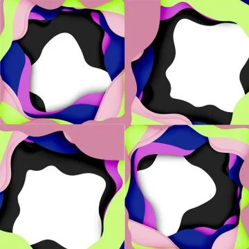 Abstract geometric pattern. 3d paper layers cut out colorful wave background Illustrazione stock