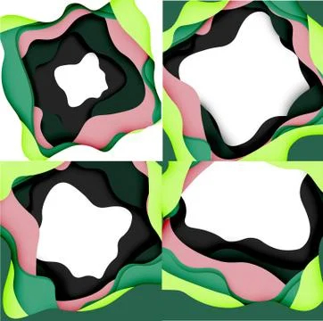 Abstract geometric pattern. 3d paper layers cut out colorful wave background Stock Illustration