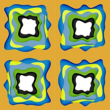 Abstract geometric pattern. 3d paper layers cut out colorful wave background Stock Illustration