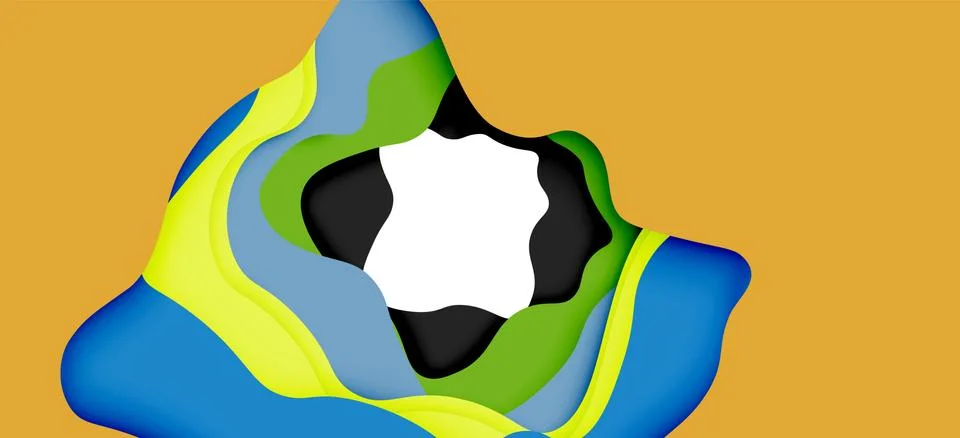 Abstract geometric pattern. 3d paper layers cut out colorful wave background Illustrazione stock