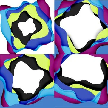 Abstract geometric pattern. 3d paper layers cut out colorful wave background イラスト素材