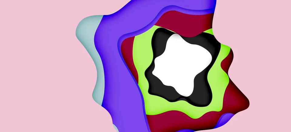 Abstract geometric pattern. 3d paper layers cut out colorful wave background Stock Illustration