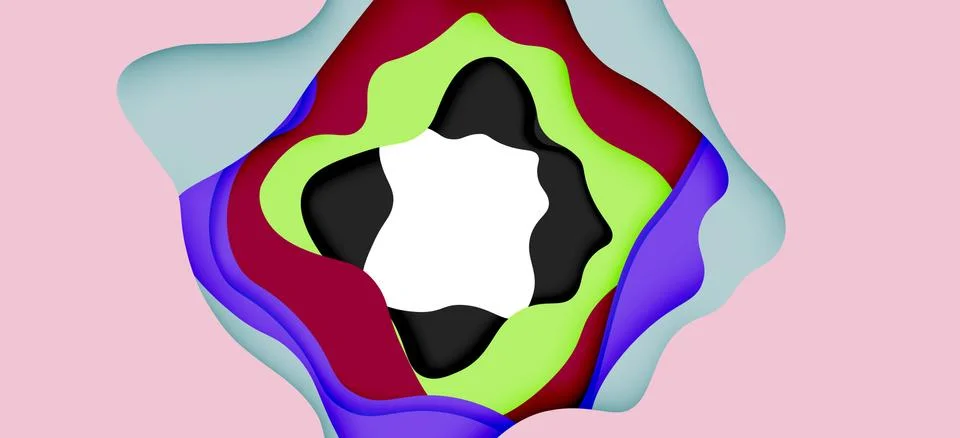 Abstract geometric pattern. 3d paper layers cut out colorful wave background イラスト素材