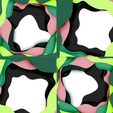 Abstract geometric pattern. 3d paper layers cut out colorful wave background イラスト素材