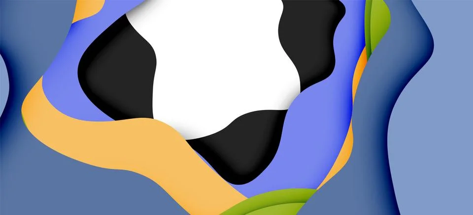 Abstract geometric pattern. 3d paper layers cut out colorful wave background イラスト素材
