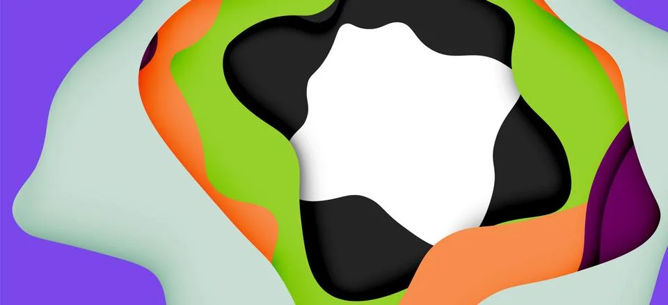 Abstract geometric pattern. 3d paper layers cut out colorful wave background Illustrazione stock