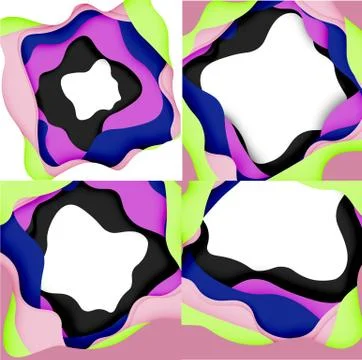 Abstract geometric pattern. 3d paper layers cut out colorful wave background イラスト素材