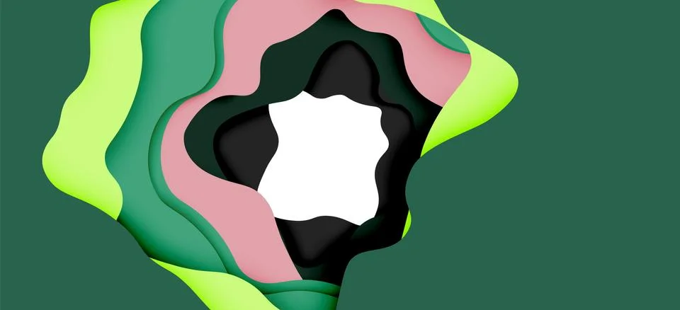 Abstract geometric pattern. 3d paper layers cut out colorful wave background イラスト素材
