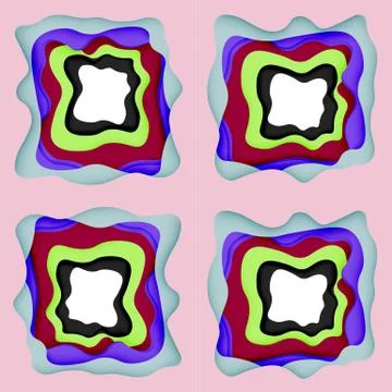 Abstract geometric pattern. 3d paper layers cut out colorful wave background Illustrazione stock