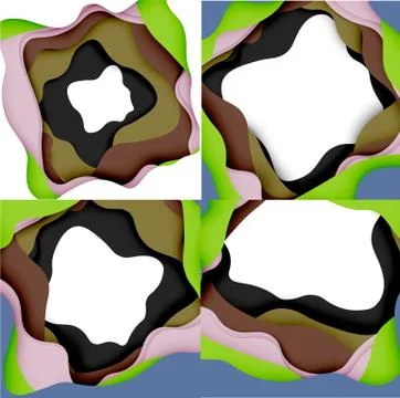 Abstract geometric pattern. 3d paper layers cut out colorful wave background イラスト素材