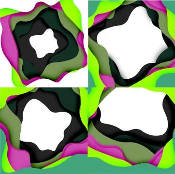 Abstract geometric pattern. 3d paper layers cut out colorful wave background Stock Illustration