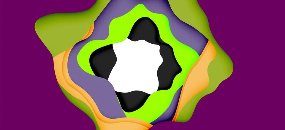 Abstract geometric pattern. 3d paper layers cut out colorful wave background イラスト素材