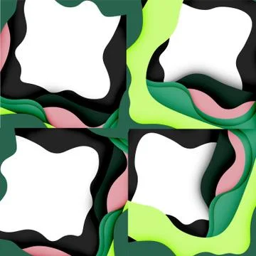 Abstract geometric pattern. 3d paper layers cut out colorful wave background 스톡 일러스트