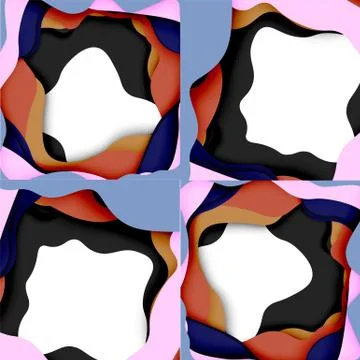 Abstract geometric pattern. 3d paper layers cut out colorful wave background Illustrazione stock