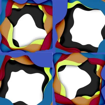 Abstract geometric pattern. 3d paper layers cut out colorful wave background 스톡 일러스트