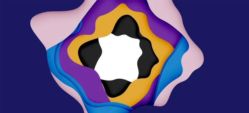 Abstract geometric pattern. 3d paper layers cut out colorful wave background Stockillustratie
