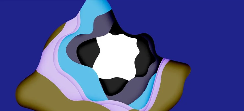 Abstract geometric pattern. 3d paper layers cut out colorful wave background Illustrazione stock