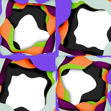 Abstract geometric pattern. 3d paper layers cut out colorful wave background イラスト素材