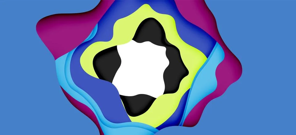 Abstract geometric pattern. 3d paper layers cut out colorful wave background イラスト素材