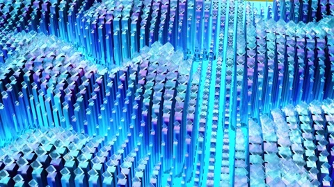 Abstract geometric pattern of 3d render cubes and spheres, waves of cubes Stock Footage 166059481