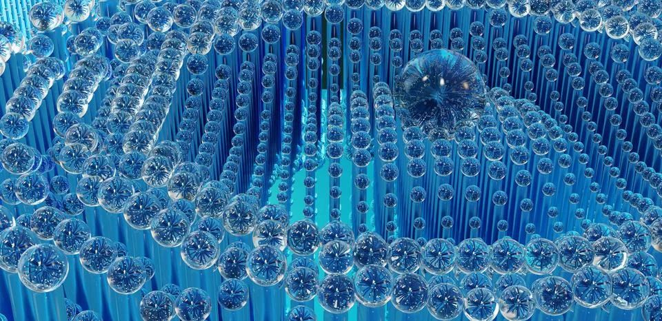 Abstract geometric pattern of 3d render spheres, graphic design, waves 스톡 일러스트