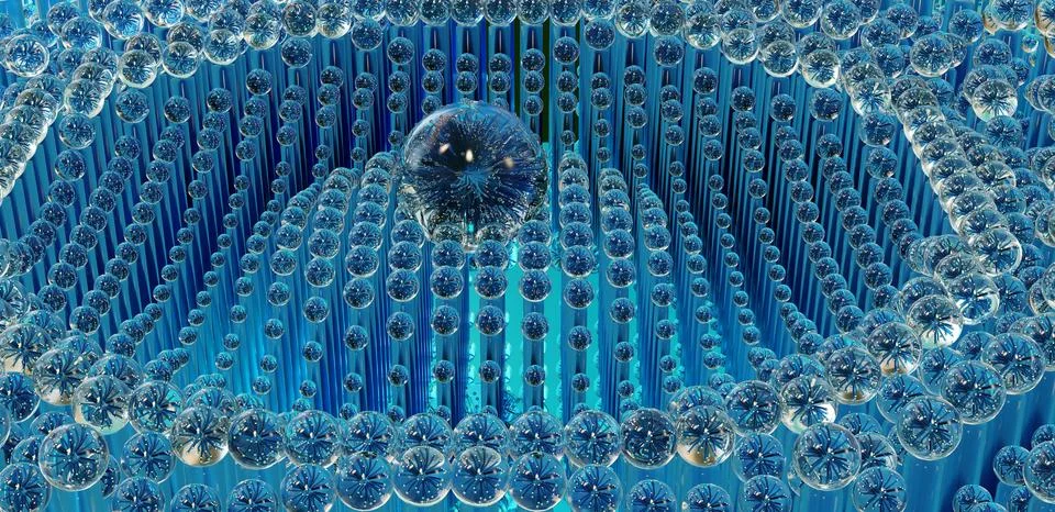 Abstract geometric pattern of 3d render spheres, graphic design, waves Stock Illustration