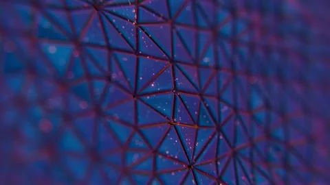 Abstract Geometric Pattern - 3D Triangular Network with Bokeh Lights Stockillustratie