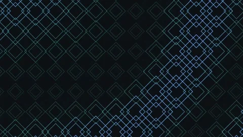 Abstract geometric pattern animation featuring intersecting glowing blue square Stock Footage 345315513