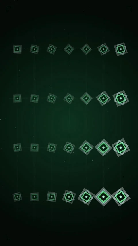Abstract Geometric Pattern Animation: Flowing Squares on Dark Green Backgroun Stock Footage 347074548