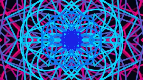 Abstract Geometric Pattern Animation with Neon Blue and Pink Lights. Stock Footage 341531086