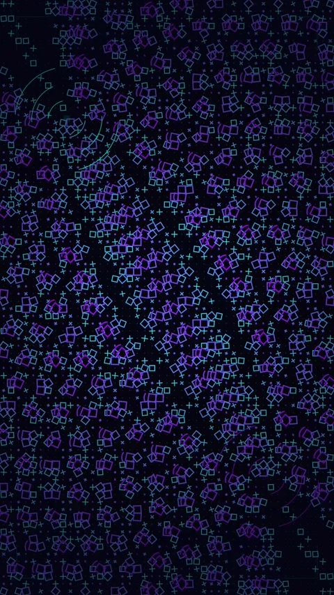 Abstract Geometric Pattern Animation with Purple and Cyan Neon Glow on Blac.. Stock Footage 347698480
