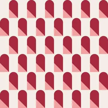 Abstract geometric pattern, arch door on he wall, red color seamless illust.. Stock Illustration