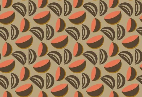 An abstract geometric pattern of arcuate shapes in brown tones and hemisphere Stock Illustration